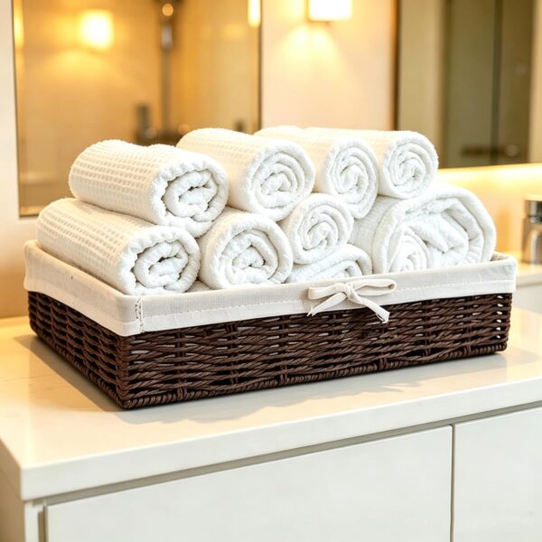Lined Woven Basket for Bathroom Essentials