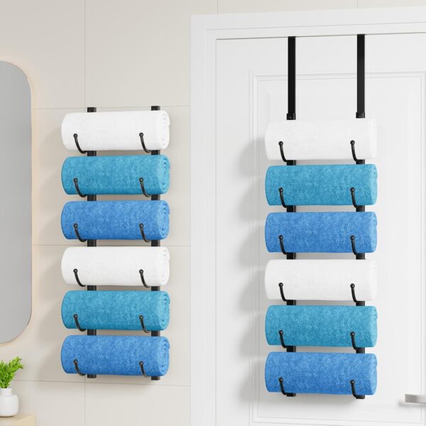 Over Door Towel Organizer with Multiple Slots