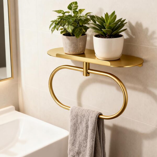 Wall Mounted Towel Ring with Storage Shelf