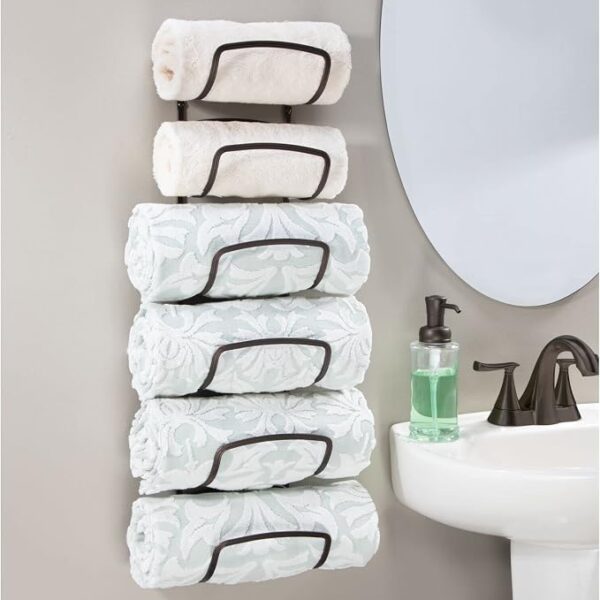 Metal Towel Organizer with Separate Storage Sections