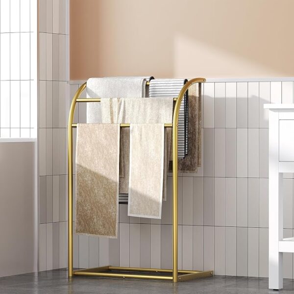 Freestanding Towel Rack with Weighted Stone Base