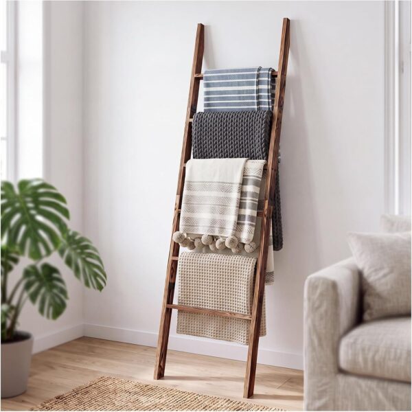 Leaning Ladder Rack for Blankets and Towels