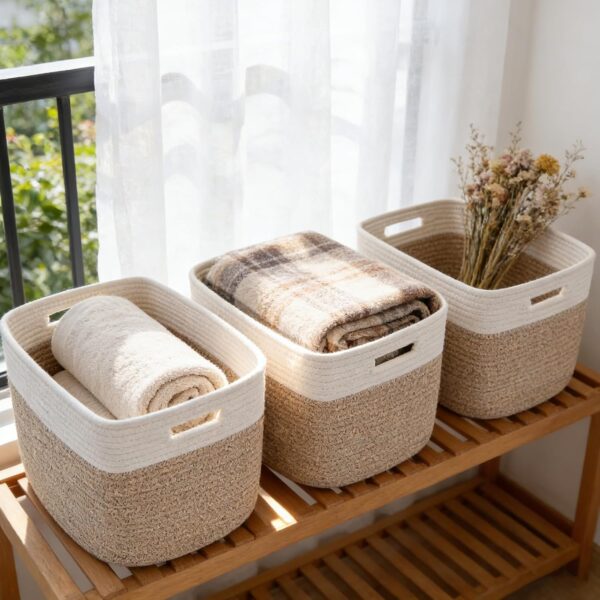 Woven Storage Baskets with Side Handles